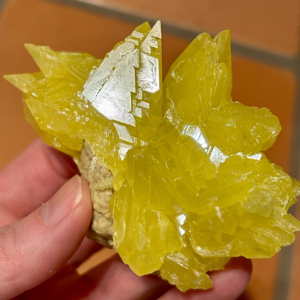 Natural Sulfur Crystal Cluster – Sharp Formations – Collector Grade